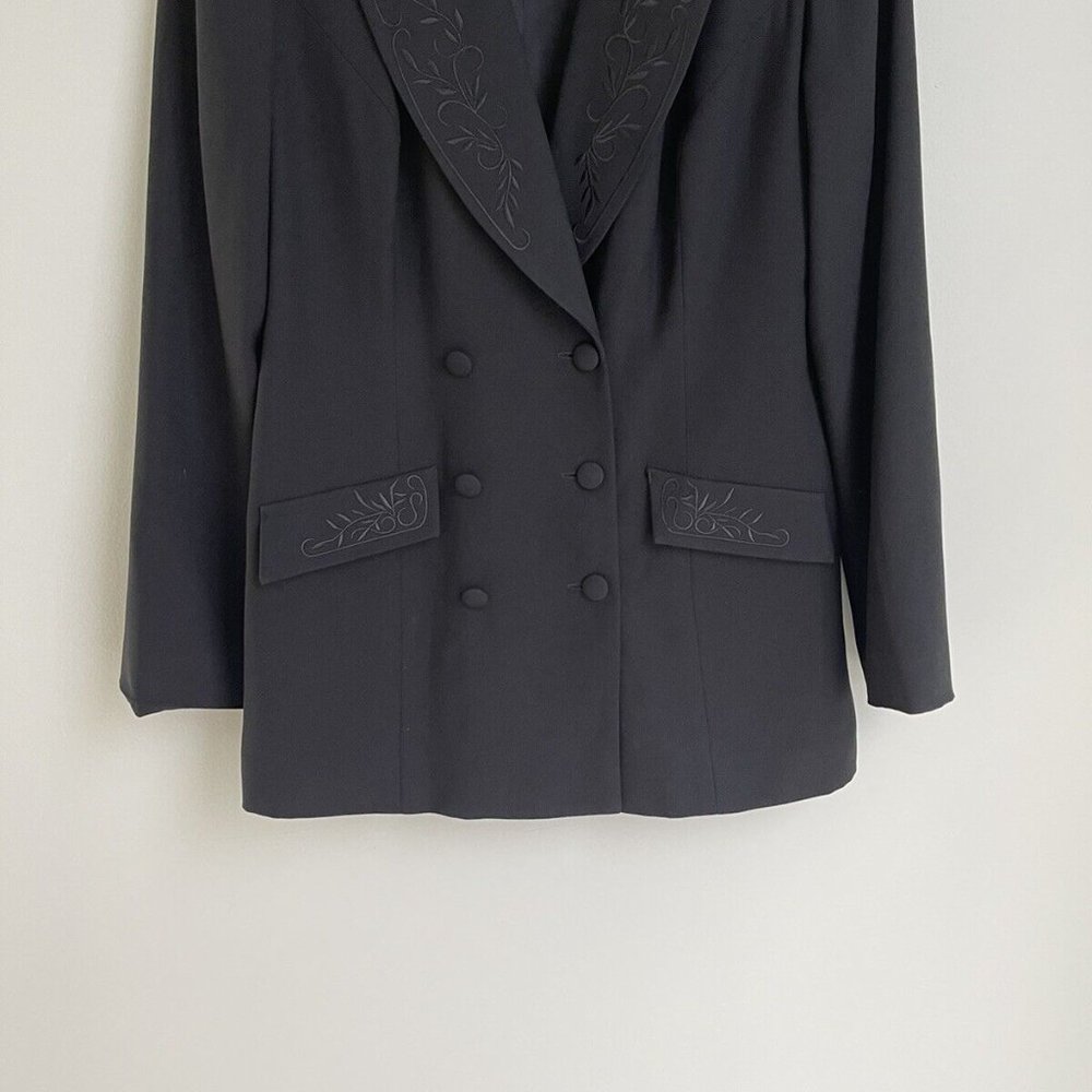 Vtg Hugo Buscati Milano Black Embroidered Blazer Jacket - Picture 4 of 7